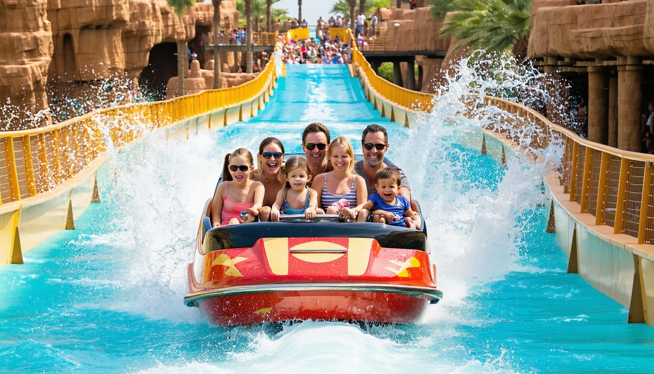Families enjoying rides at Aquaventure World Dubai